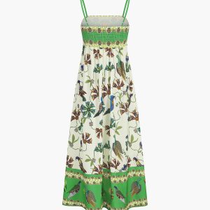 Birdie Print Pocket Cami Dress - Y2K Aesthetic Long Dress for Cute Summer Outfits