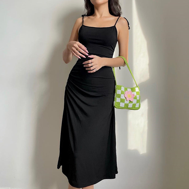 Black Sexy Halter Strap Dress - Y2K Aesthetic Chic for Night Out or Date Night