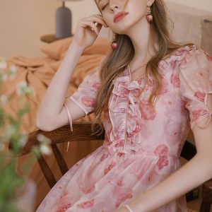 Blurred Roses Ball Dress: Elegant Y2K Aesthetic for Enchanting Evening Events