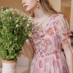 Blurred Roses Ball Dress: Elegant Y2K Aesthetic for Enchanting Evening Events