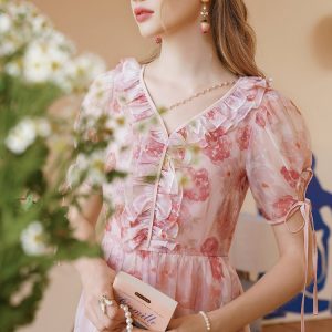 Blurred Roses Ball Dress: Elegant Y2K Aesthetic for Enchanting Evening Events