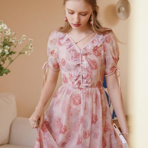 Blurred Roses Ball Dress: Elegant Y2K Aesthetic for Enchanting Evening Events