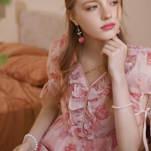 Blurred Roses Ball Dress: Elegant Y2K Aesthetic for Enchanting Evening Events