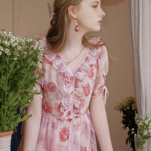 Blurred Roses Ball Dress: Elegant Y2K Aesthetic for Enchanting Evening Events