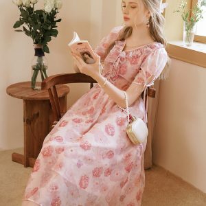 Blurred Roses Ball Dress: Elegant Y2K Aesthetic for Enchanting Evening Events