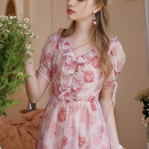 Blurred Roses Ball Dress: Elegant Y2K Aesthetic for Enchanting Evening Events