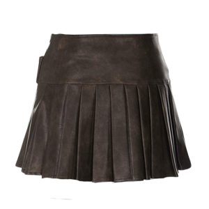 Blythe Y2K Faux Leather Pleated Mini Skirt for Grunge and Coquette Aesthetic Outfits