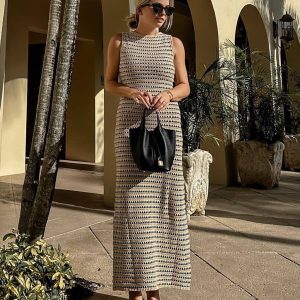 Bohemian Knit Maxi Dress - Y2K Aesthetic, Cozy Style for Effortless Chic Looks