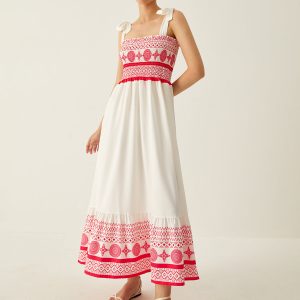 Bohemian Print Elastic Maxi Dress for Effortless Y2K Style and Aesthetic Vibes