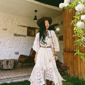 Bohemian Tassel Blouse Dress with Sun Protection - Y2K Aesthetic Fashion Essential