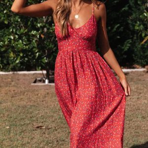 Bohemian V Neck Floral Maxi Dress - Y2K Aesthetic Boho Style for Effortless Elegance