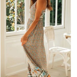 Bohemian V Neck Floral Maxi Dress - Y2K Aesthetic Boho Style for Effortless Elegance