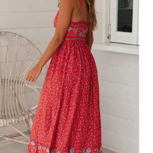 Bohemian V Neck Floral Maxi Dress - Y2K Aesthetic Boho Style for Effortless Elegance