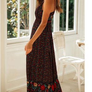 Bohemian V Neck Floral Maxi Dress - Y2K Aesthetic Boho Style for Effortless Elegance