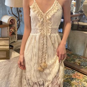 Bohemian Vintage Lace Slip Dress - Y2K Aesthetic Travel Dress for Effortless Style