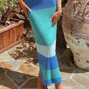 Boho Aesthetic Knitted Maxi Skirt for Effortless Y2K Style and Cozy Vibes