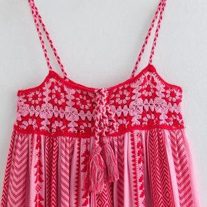 Boho Crochet Patchwork Knitted Slip Dress for Y2K Aesthetic and Coquette Style