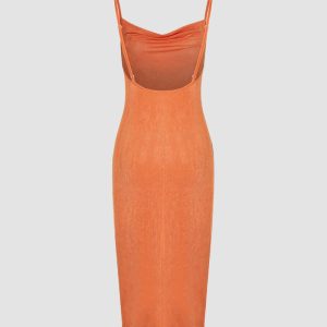 Cami Temptress Slit Dress - Y2K Aesthetic Maxi Dress for Coquette and Grunge Styles