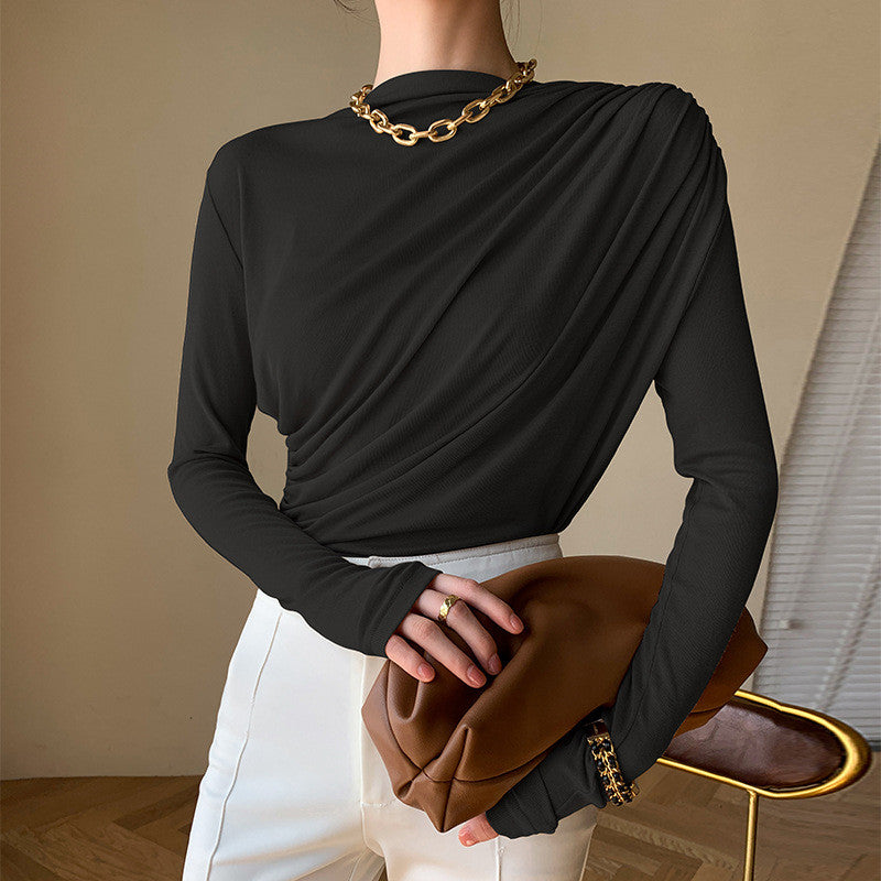 Casual Pleated Collar Shirt - Y2K Aesthetic Top for Effortless Style and Comfort