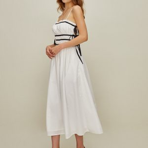 Casual Side-Tie Midi Dress for Y2K Aesthetic, Coquette Style, and Everyday Chic