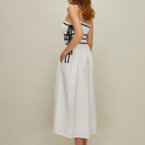 Casual Side-Tie Midi Dress for Y2K Aesthetic, Coquette Style, and Everyday Chic