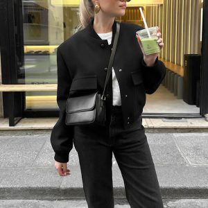 Casual Slim Cotton Jacket for Women - Long Sleeve Short Coat for Autumn Street Style 2023