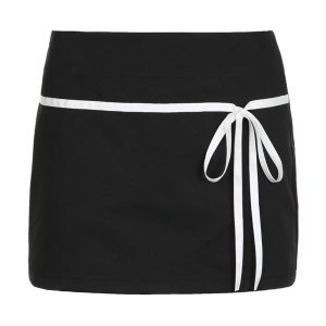 Celia Bow Detailed Y2K Mini Skirt - Cute Coquette Aesthetic for Trendy Outfits