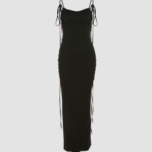 Charlize Backless Empire Maxi Dress - Y2K Aesthetic Evening Gown for Effortless Elegance