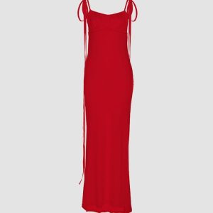 Charlize Backless Empire Maxi Dress - Y2K Aesthetic Evening Gown for Effortless Elegance