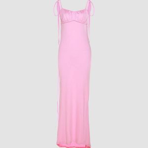 Charlize Backless Empire Maxi Dress - Y2K Aesthetic Evening Gown for Effortless Elegance