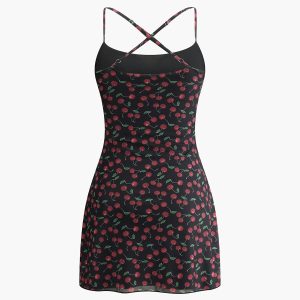 Cherry Print Cami Dress - Y2K Aesthetic Cute Summer Outfit for Coquette Style