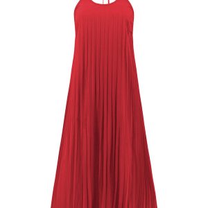 Chic A-hem Pleated Long Dress for Beach Vacations - Y2K Aesthetic Summer Style