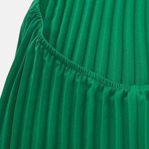 Chic A-hem Pleated Long Dress for Beach Vacations - Y2K Aesthetic Summer Style