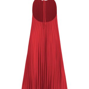 Chic A-hem Pleated Long Dress for Beach Vacations - Y2K Aesthetic Summer Style