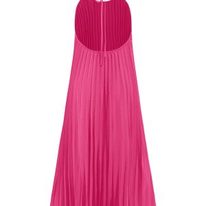 Chic A-hem Pleated Long Dress for Beach Vacations - Y2K Aesthetic Summer Style