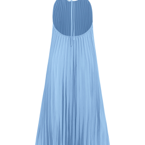 Chic A-hem Pleated Long Dress for Beach Vacations - Y2K Aesthetic Summer Style