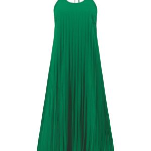 Chic A-hem Pleated Long Dress for Beach Vacations - Y2K Aesthetic Summer Style