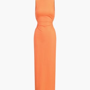 Chic Back Cutout Linen Midi Dress for Effortless Y2K Style and Coquette Aesthetic