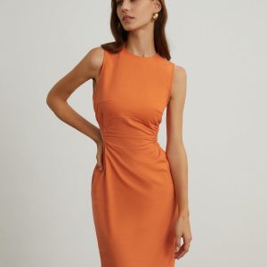 Chic Back Cutout Linen Midi Dress for Effortless Y2K Style and Coquette Aesthetic