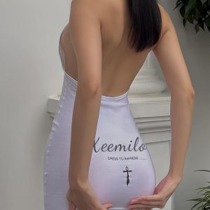 Chic Backless Bodycon Dress with Sexy Cross Tie Design for Y2K and Coquette Aesthetic