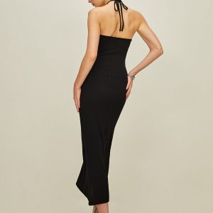 Chic Backless Halter Knotted Dress for Y2K Fashion Lovers - Perfect for Aesthetic Outfits