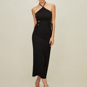 Chic Backless Halter Knotted Dress for Y2K Fashion Lovers - Perfect for Aesthetic Outfits