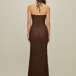 Chic Backless Halter Long Dress for Effortless Y2K Style and Coquette Aesthetic Vibes