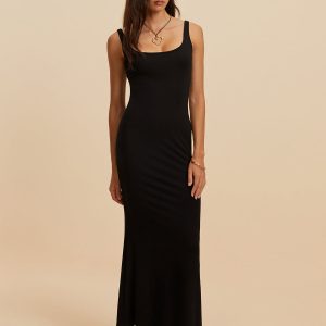 Chic Backless Low Cut Long Dress for Effortless Y2K Style and Coquette Aesthetic