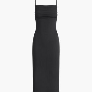 Chic Backless Pleated Midi Dress for Y2K Fashion Lovers and Coquette Aesthetic Enthusiasts