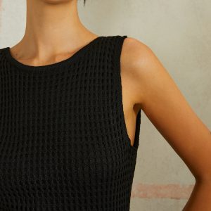 Chic Backless Slit Sleeveless Sweater Dress for Y2K Aesthetic and Coquette Style