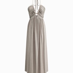 Chic Backless U-Neck Halter Dress for Effortless Y2K Style and Coquette Aesthetic