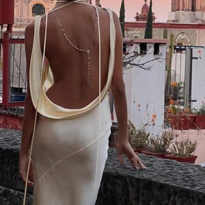 Chic Backless Y2K Maxi Dress for Night Out - Effortless Style & Elegance