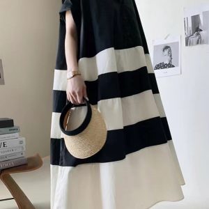 Chic Black & White Oversized Shirt Dress - Y2K Fashion Essential for Effortless Style