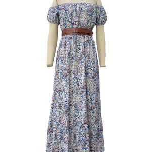 Chic Bohemian Boat Neck Short Sleeve Dress for Effortless Y2K Style and Aesthetic Appeal